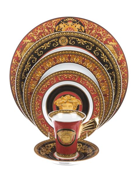 versace red medusa dinner set|rosenthal Versace dishes.